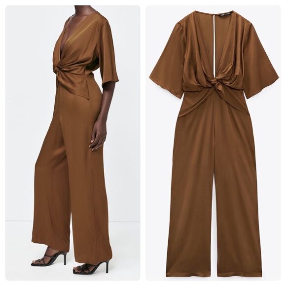 Zara Jumpsuit Wide Leg Knot Special Edition New - Picture 3 of 6